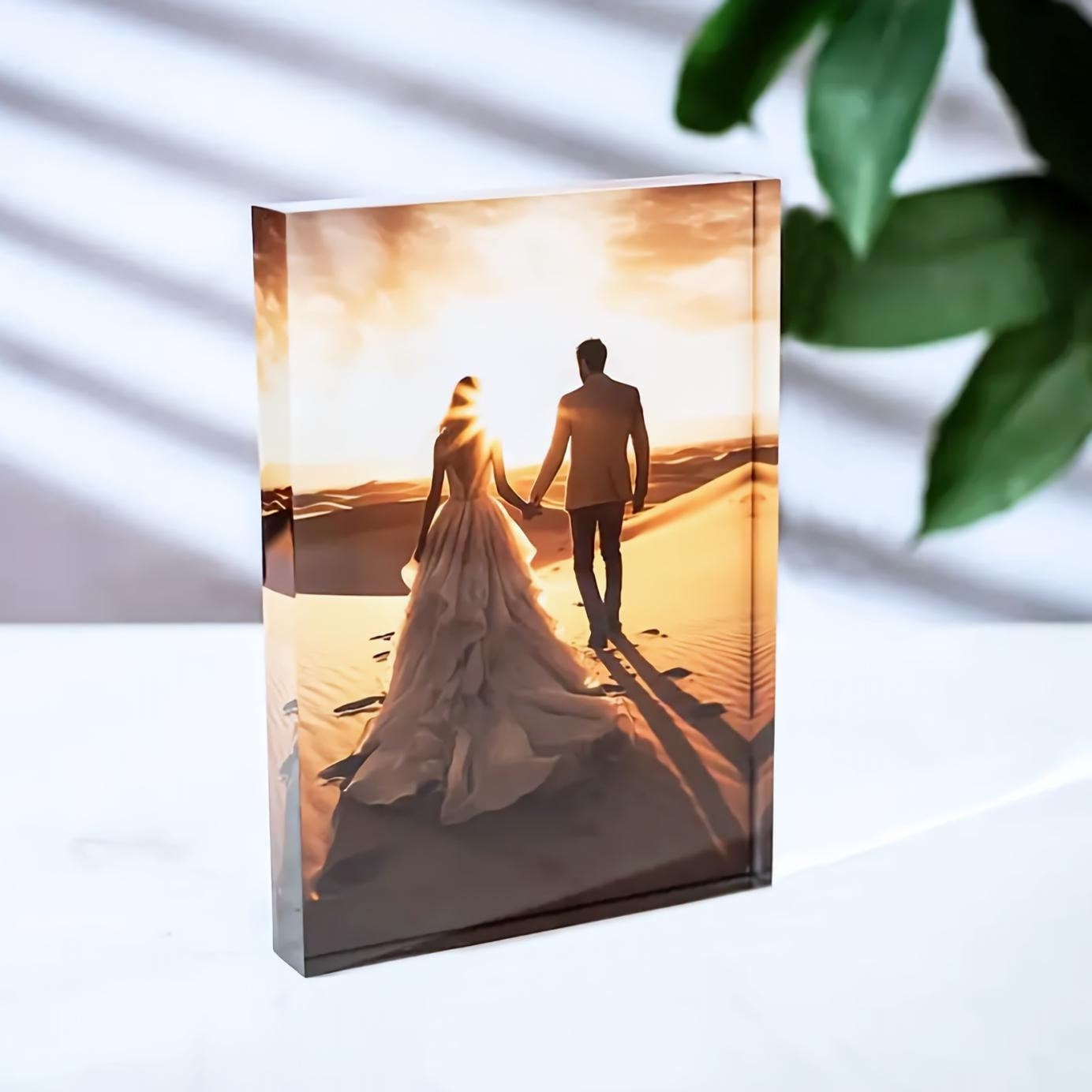 Photo Acrylic Block - บล็อกอะคริลิกใสสำหรับใส่รูปภาพแบบสั่งทำพิเศษ 1 ชิ้น สำหรับตกแต่งโต๊ะทำงานที่บ้าน ของขวัญสำหรับครอบครัว คู่รัก
